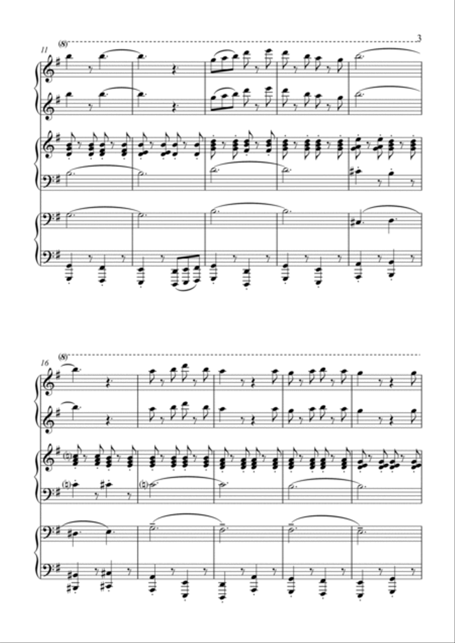 Three's Company March (Piano - Six Hands) Three's Company March (Piano - Six Hands) Small Ensemble scores gallery preview page 3