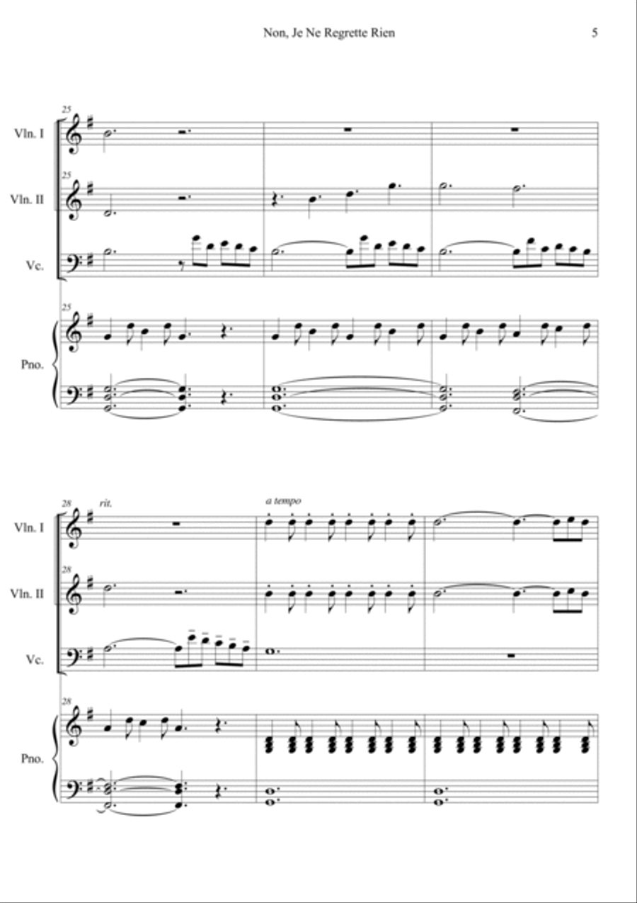 Non, Je Ne Regrette Rien Non, Je Ne Regrette Rien Piano Quartet scores gallery preview page 5