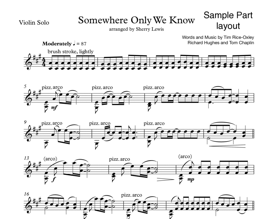 Somewhere Only We Know Violin Solo scores gallery preview page 1