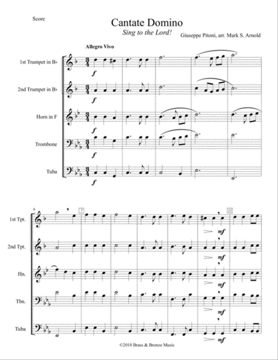 Cantate Domino (Sing unto the Lord) Brass Ensemble scores gallery preview page 1