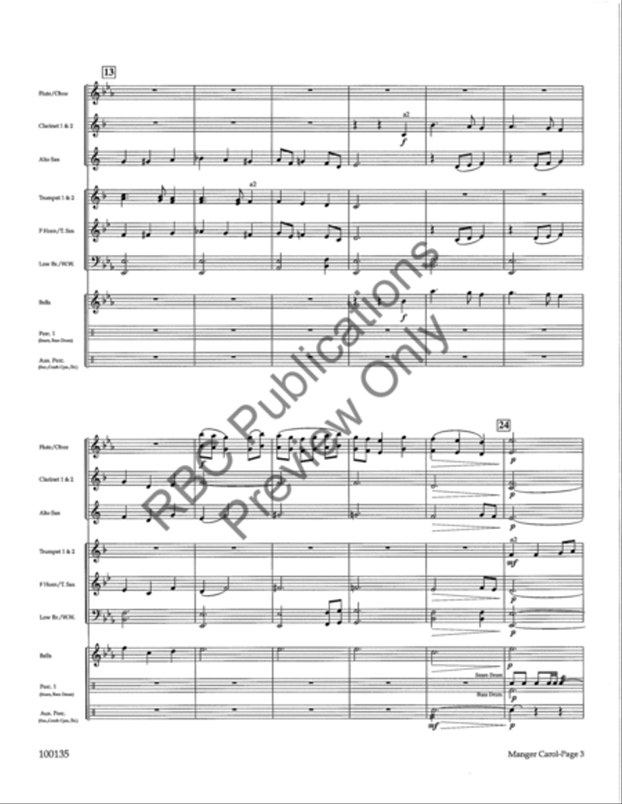 Manger Carol Fantasy On Away In A Manger (Score) Concert Band scores gallery preview page 5