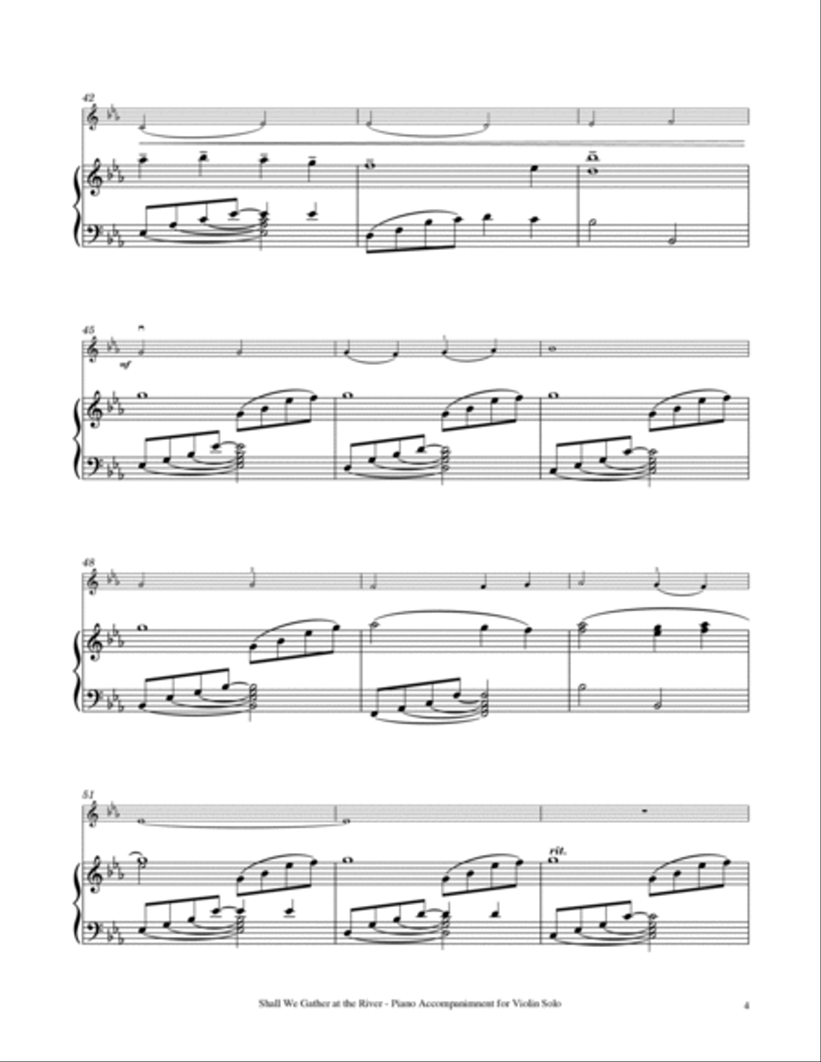 Shall We Gather at the River - Violin Solo with Piano Accompaniment Violin Solo scores gallery preview page 5