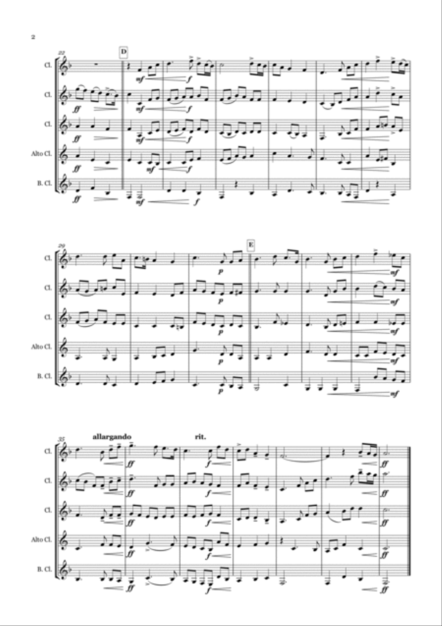 Jerusalem for Clarinet Quintet Clarinet Quintet scores gallery preview page 2
