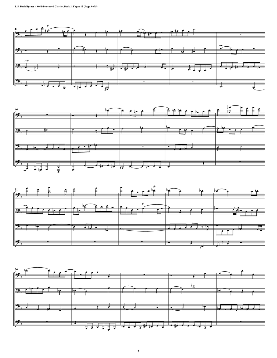 Fugue 13 from Well-Tempered Clavier, Book 2 (Euphonium-Tuba Quartet) Brass Quartet scores gallery preview page 3