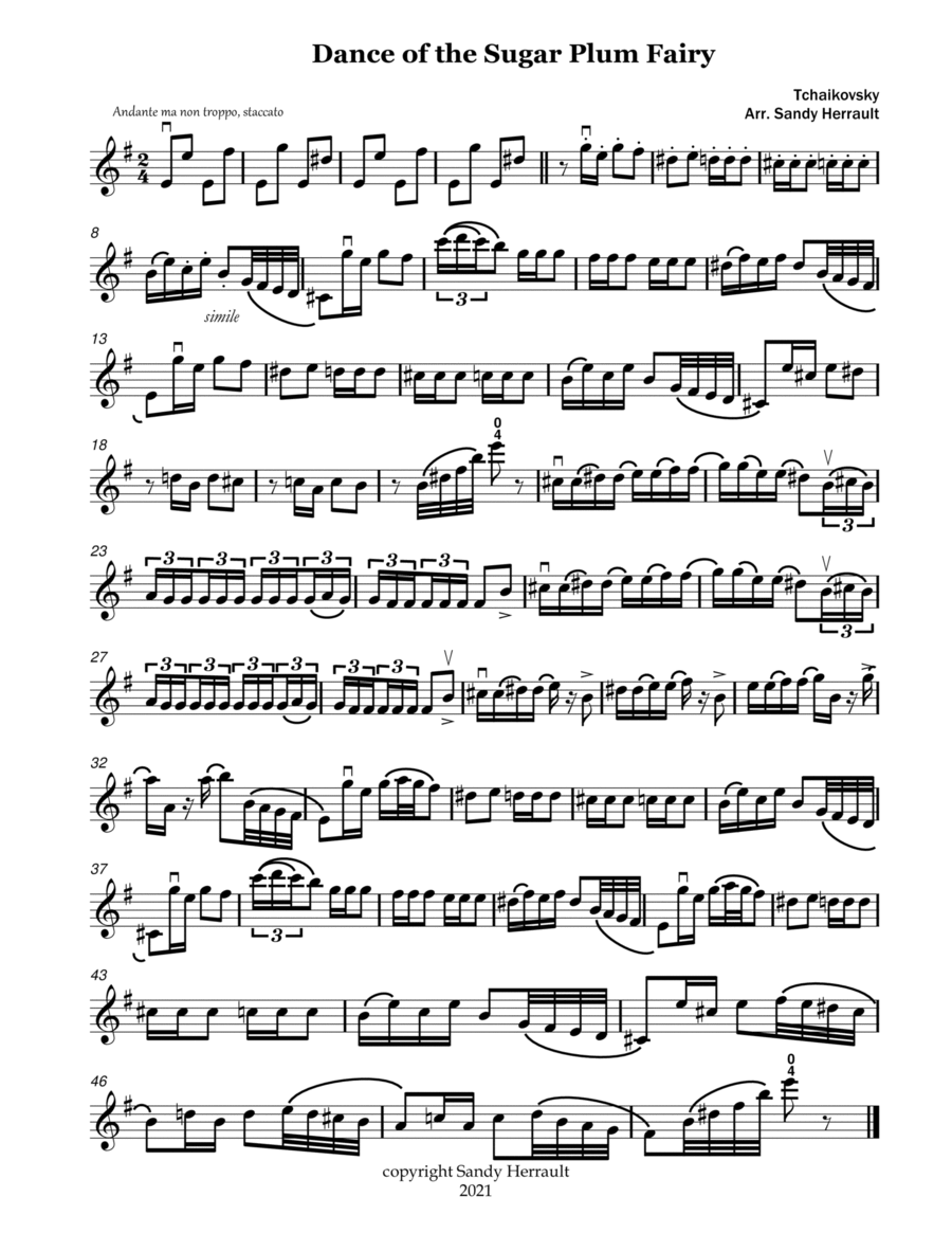 Dance of the Sugar Plum Fairy, Intermediate Violin Violin Solo scores gallery preview page 1