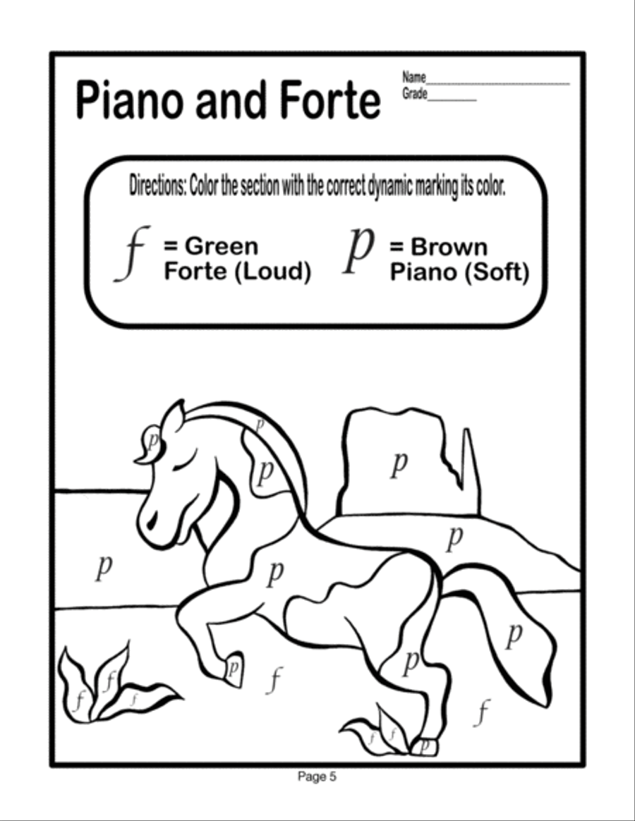 Learn Music Through Coloring Music Theory Color by Music: MAMMALS Piano Method scores gallery preview page 6