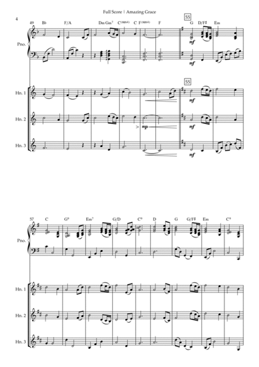 Amazing Grace (John Newton, E. O. Excell) for Horn in F Trio and Piano Accompaniment with Chords image number null