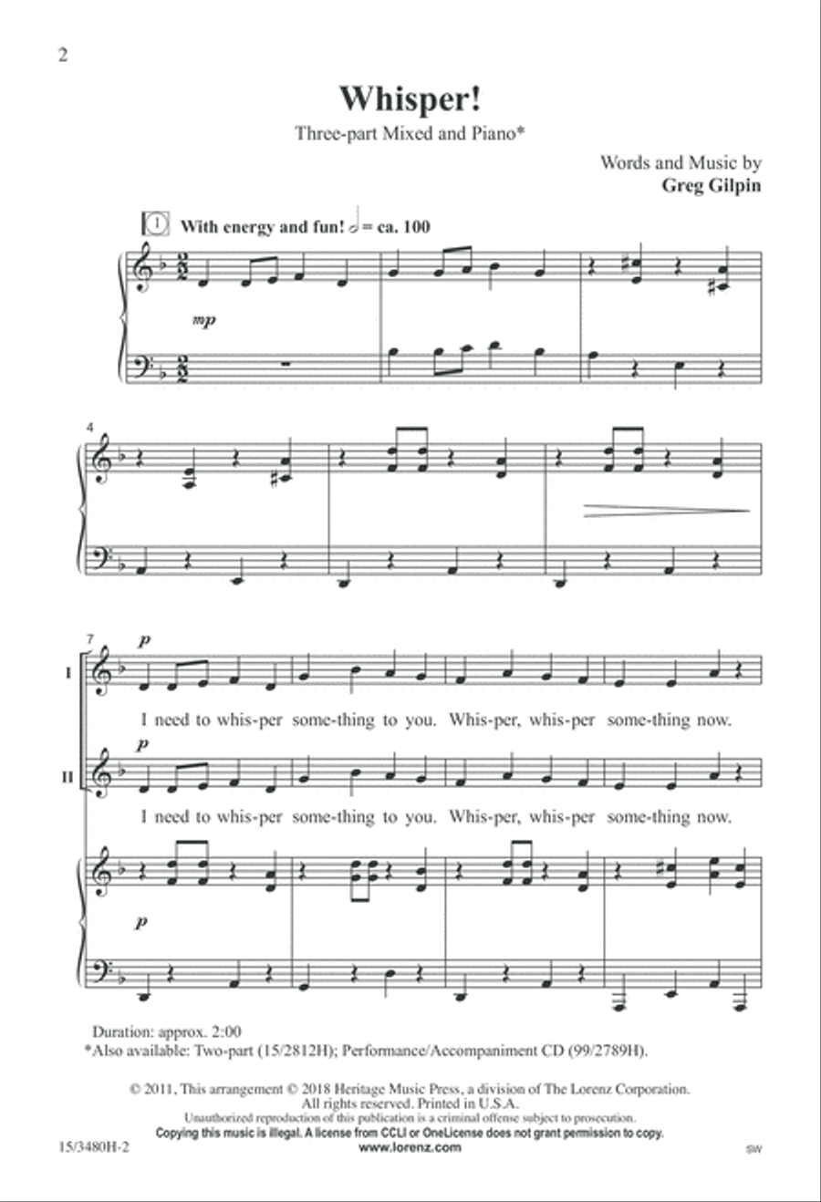 Whisper! 3-Part scores gallery preview page 2