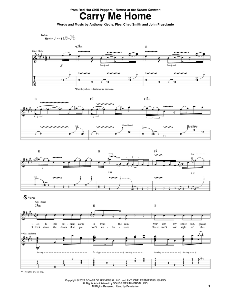 Carry Me Home Carry Me Home Guitar Tablature scores gallery preview page 1