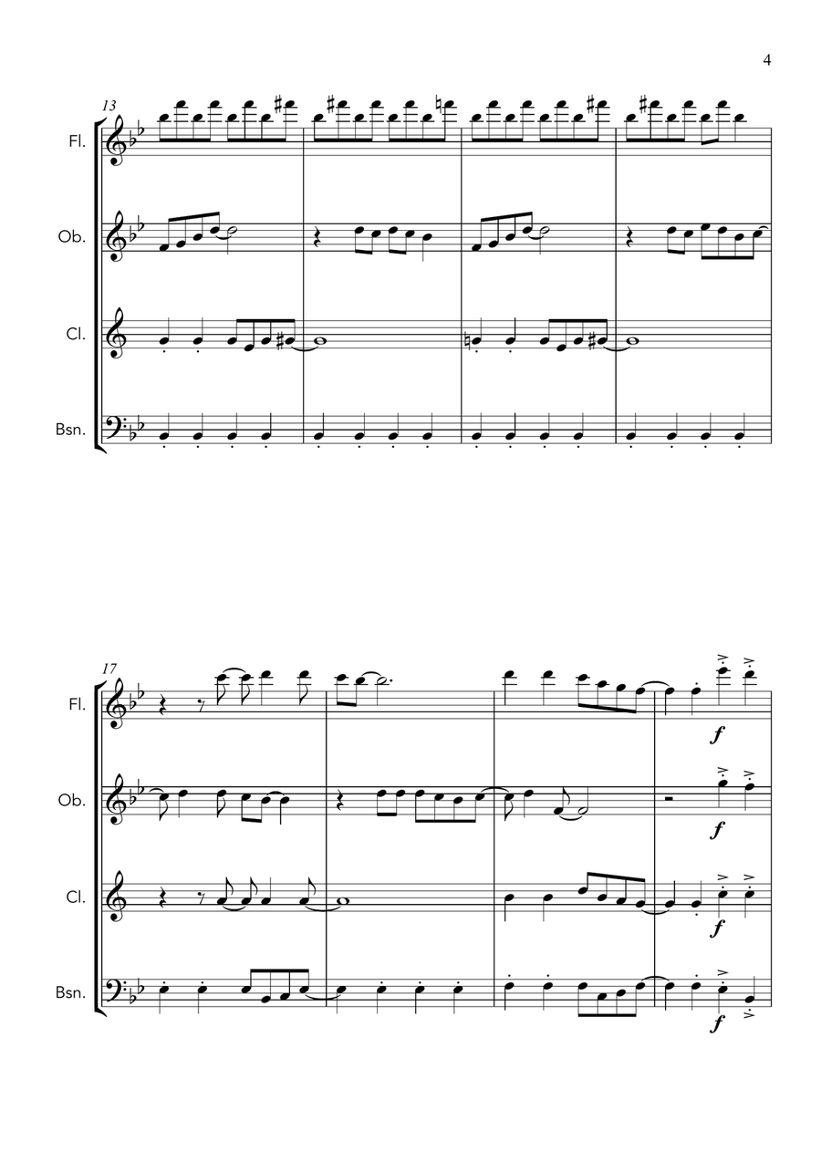 Mamma Mia Woodwind Quartet scores gallery preview page 5