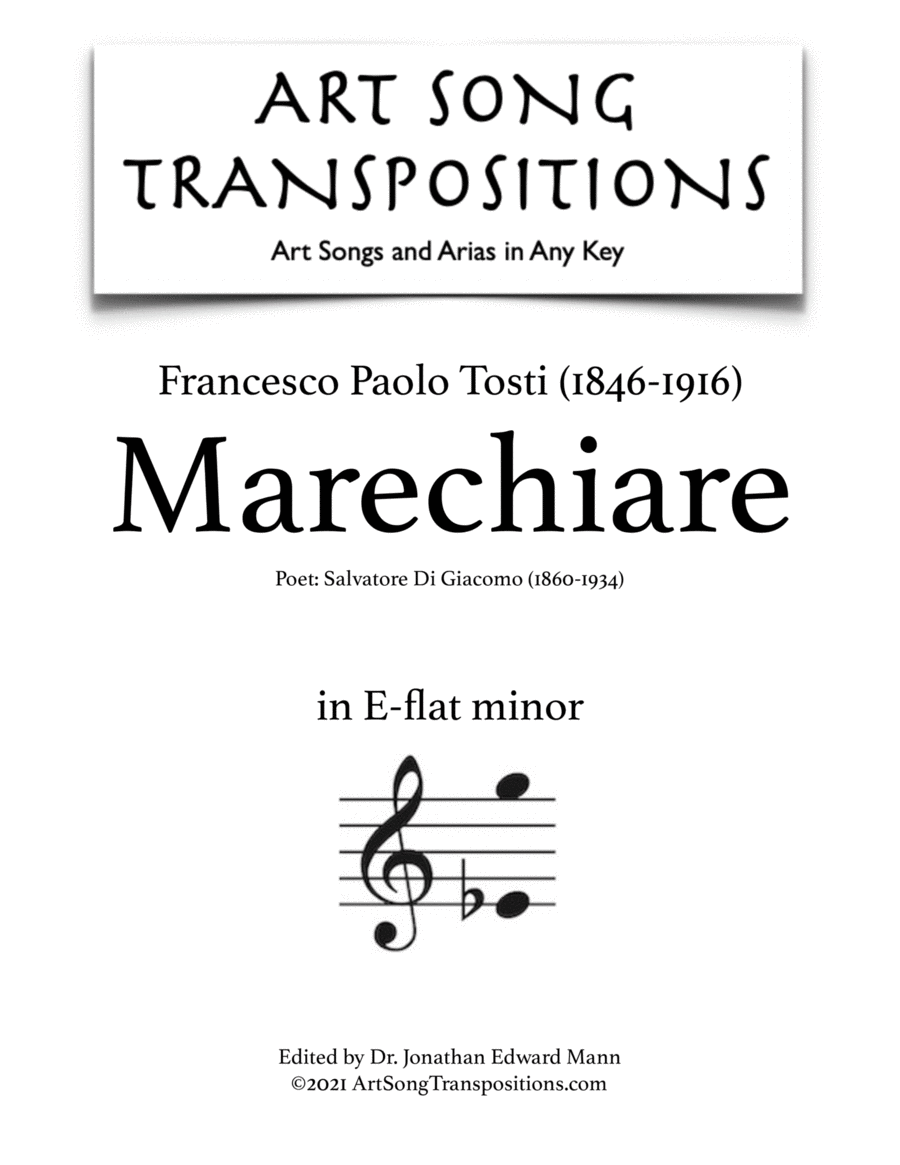 TOSTI: Marechiare (transposed to E-flat minor) Voice scores gallery preview page 1