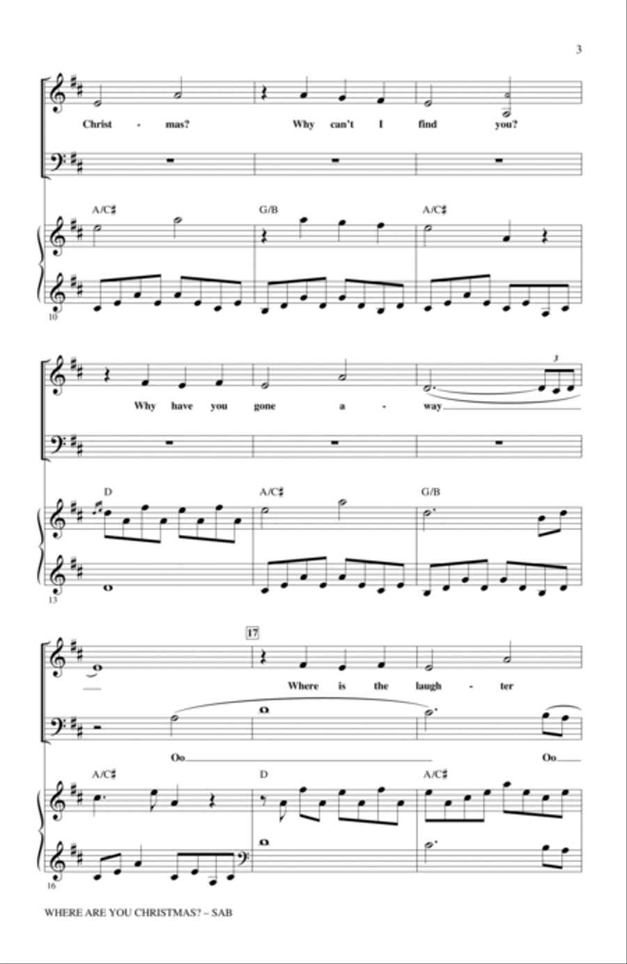 Where Are You Christmas? (arr. Mac Huff) (from How The Grinch Stole Christmas) 3-Part scores gallery preview page 2
