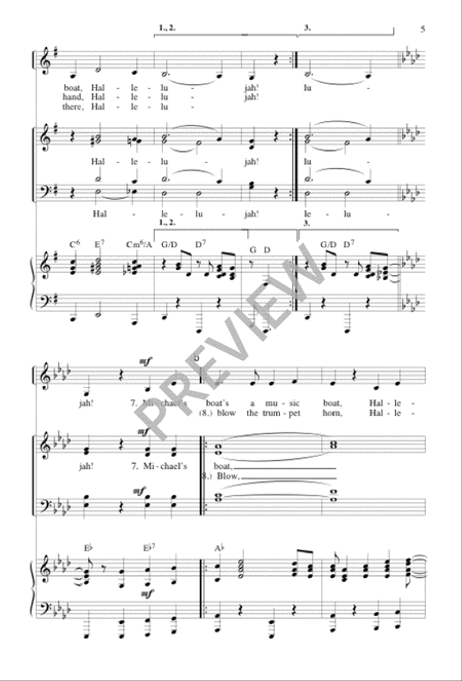 Michael, Row the Boat Ashore 4-Part scores gallery preview page 5