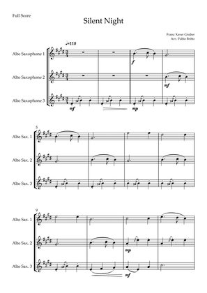 Silent Night (Christmas Song) for Alto Saxophone Trio