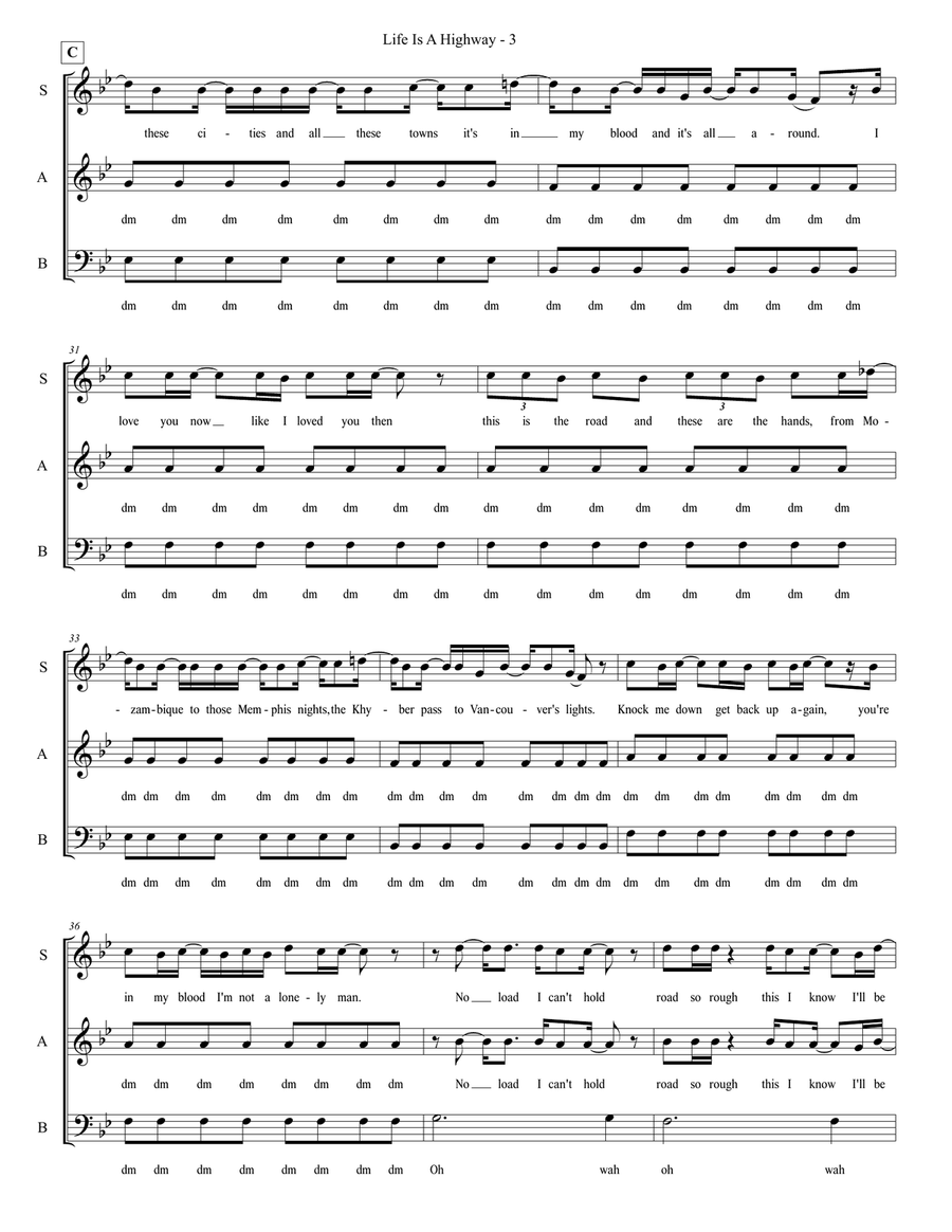 Life Is A Highway 3-Part scores gallery preview page 3