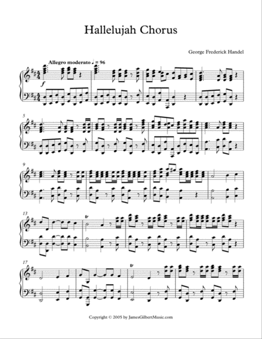 Hallelujah Chorus Piano Solo scores gallery preview page 1