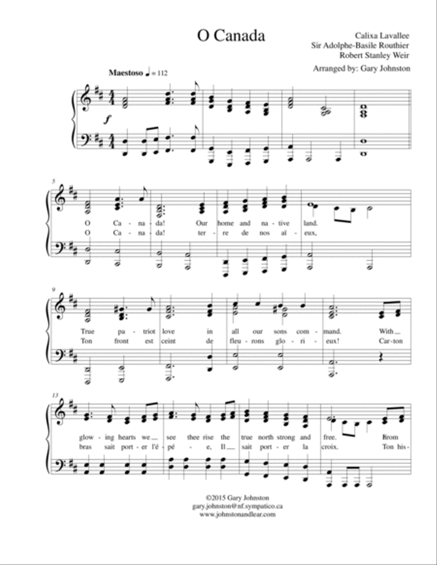 O Canada! (English and French) O Canada! (English and French) Voice scores gallery preview page 2