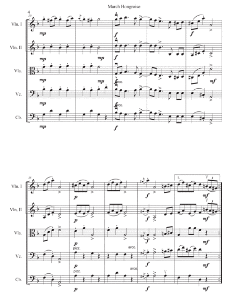 Hungarian (Rakoczi) March for String Orchestra String Quartet scores gallery preview page 4