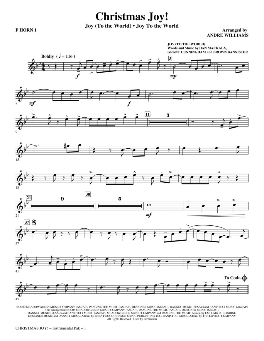Christmas Joy! - F Horn 1 Choir scores gallery preview page 1
