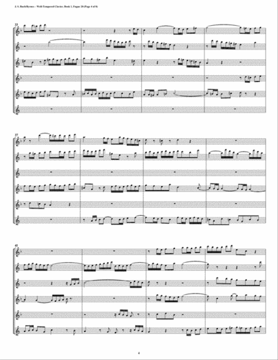 Fugue 20 from Well-Tempered Clavier, Book 1 (Saxophone Sextet) Woodwind Ensemble scores gallery preview page 4