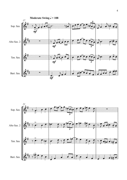 Londonderry Air (Danny Boy) - Jazz Arrangement for Saxophone Quartet image number null