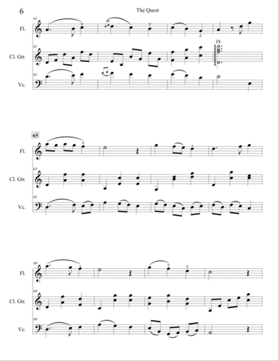 The Quest - trio for Flute, Classical Guitar, and Cello Chamber Music scores gallery preview page 6