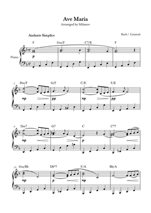 Ave Maria Bach Gounod in F Intermediate Piano Chord