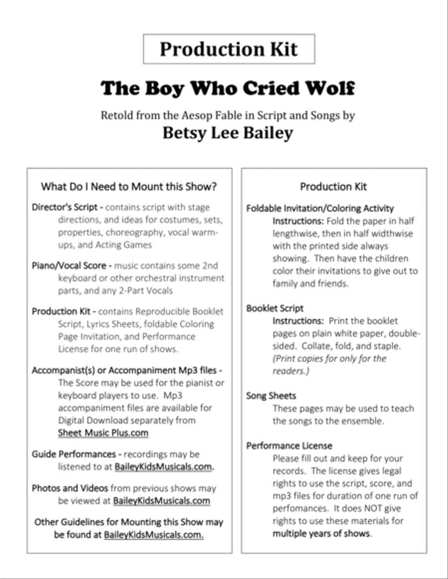 The Boy Who Cried Wolf - Production Kit Small Ensemble scores gallery preview page 2