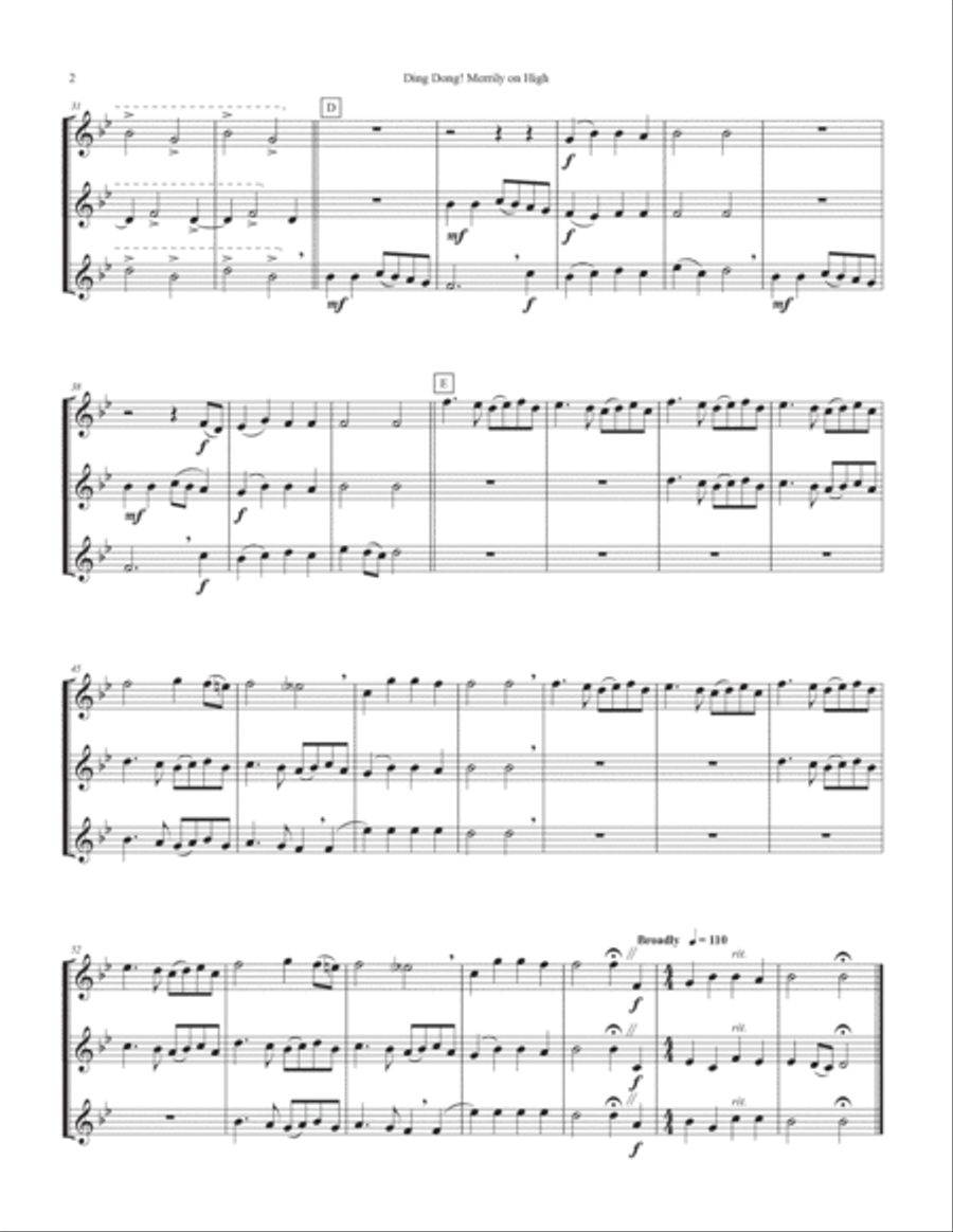 Ding Dong! Merrily on High Baritone Horn TC scores gallery preview page 2