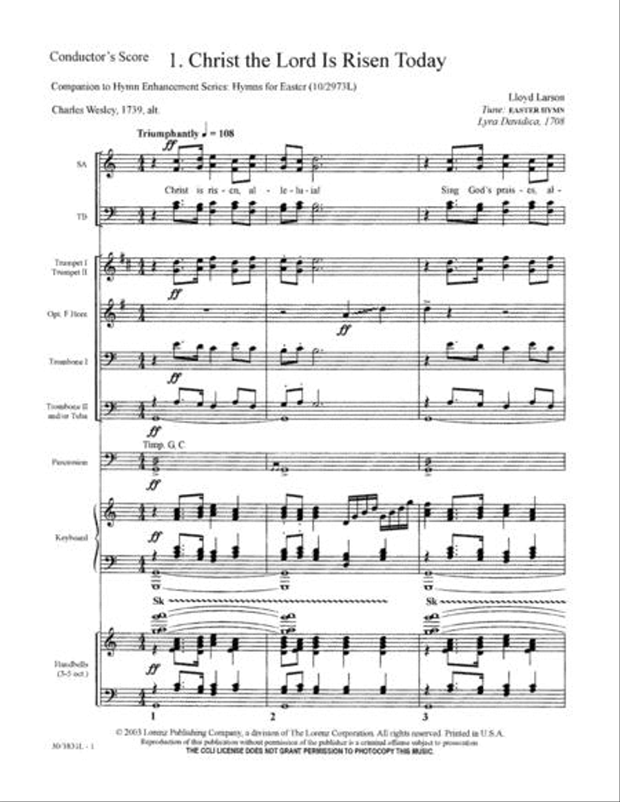 Hymns for Easter - Score & Parts-Brass, Perc, Handbell 5-Octaves scores gallery preview page 2