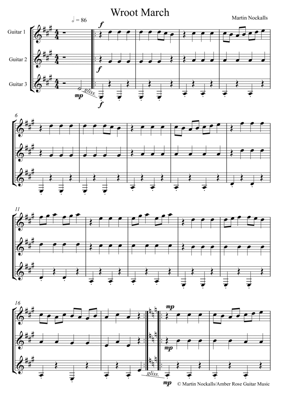 Wroot March Guitar Ensemble scores gallery preview page 1