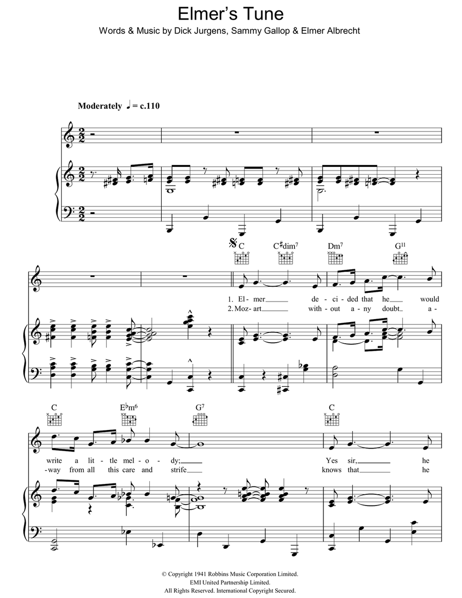 Elmer's Tune Piano, Vocal, Guitar scores gallery preview page 1
