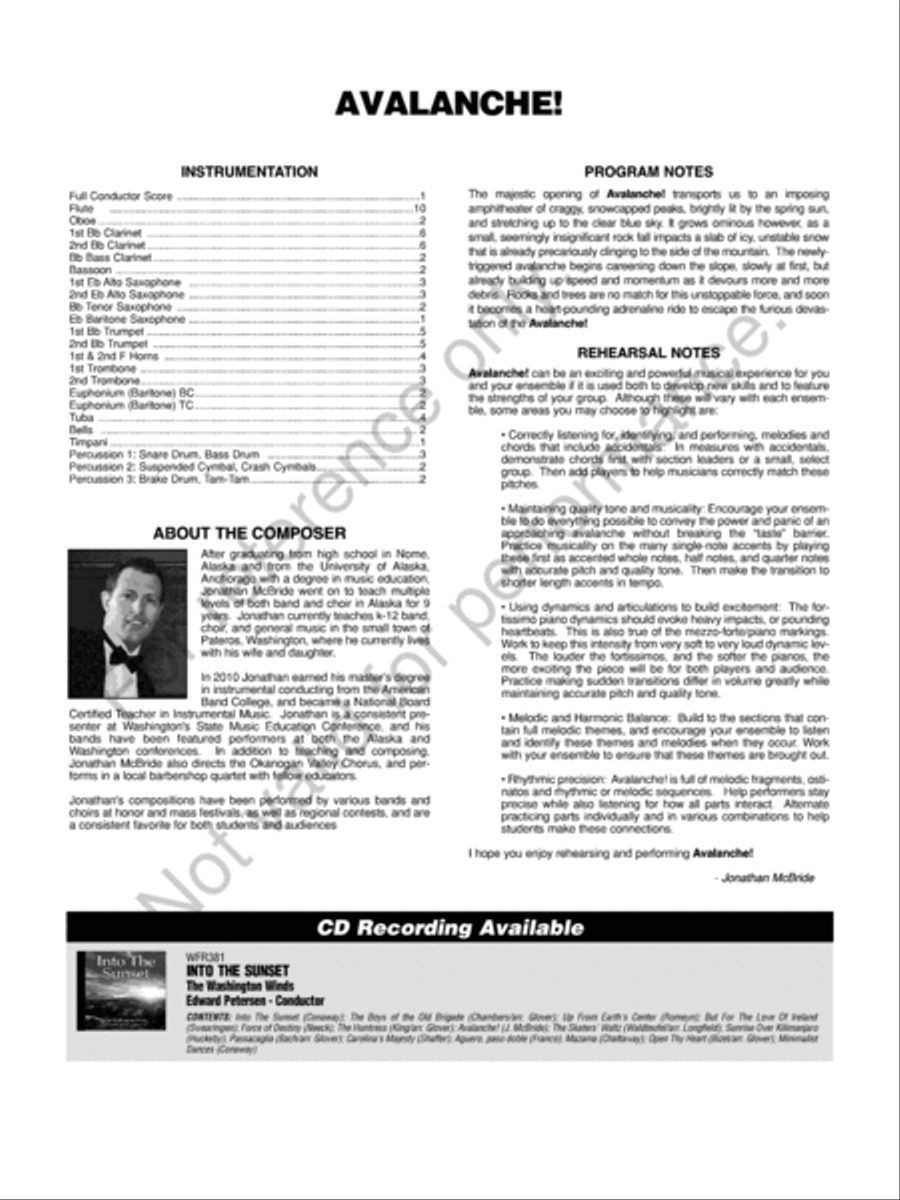 Avalanche! Concert Band scores gallery preview page 3