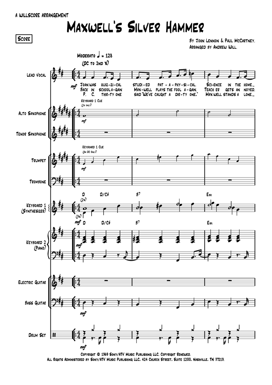 Maxwell's Silver Hammer Large Ensemble scores gallery preview page 1