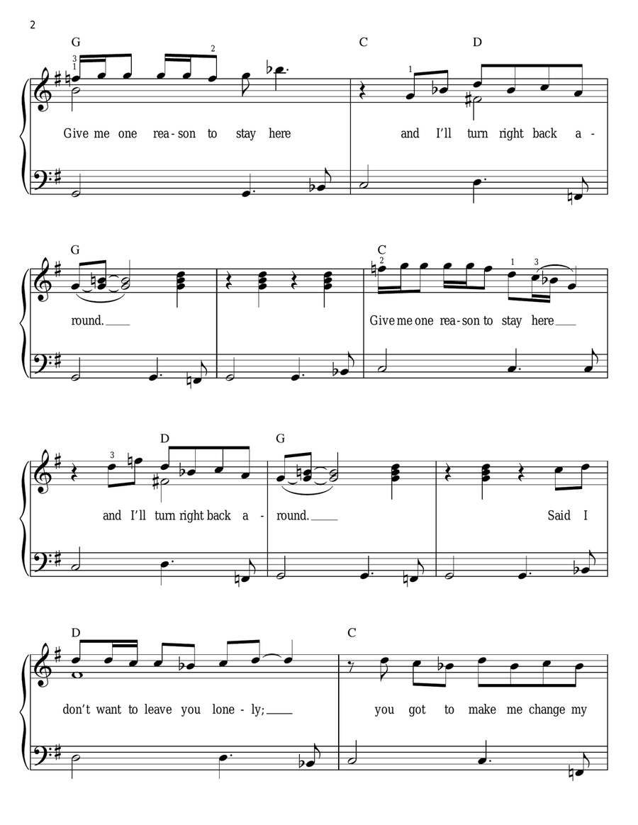 Give Me One Reason Give Me One Reason Easy Piano scores gallery preview page 2