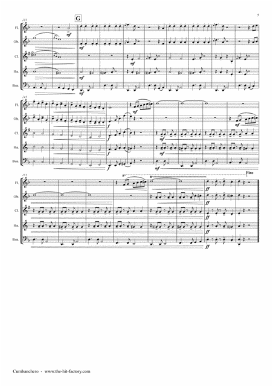 El Cumbanchero Woodwind Quintet scores gallery preview page 5
