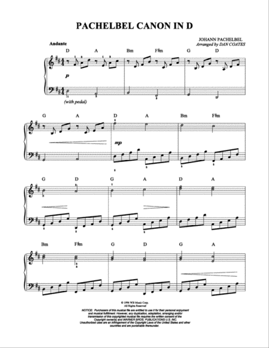 Canon in D Easy Piano scores gallery preview page 1