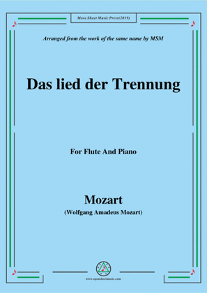 Mozart-Das lied der trennung,for Flute and Piano