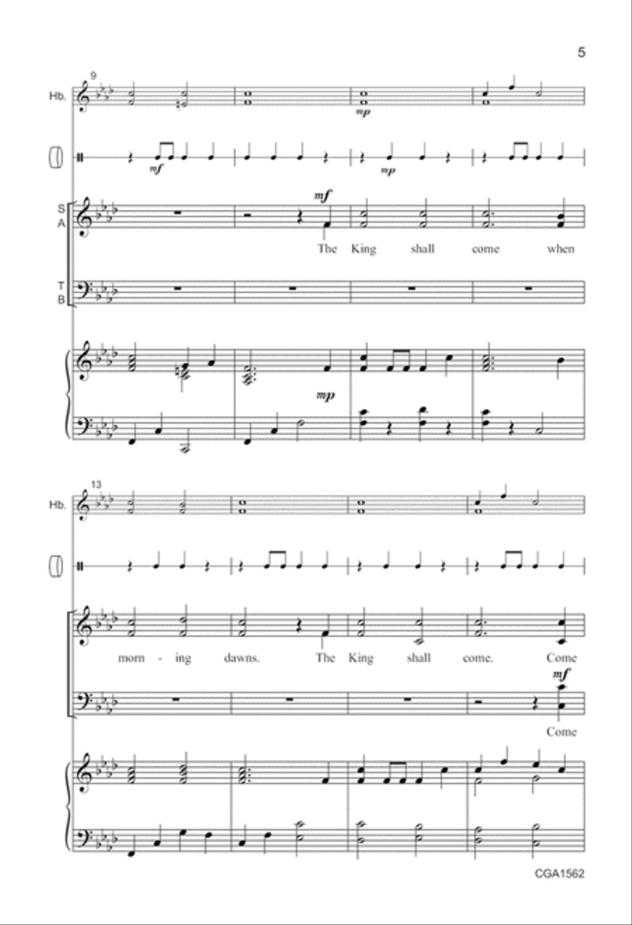 The King Shall Come When Morning Dawns 4-Part scores gallery preview page 5
