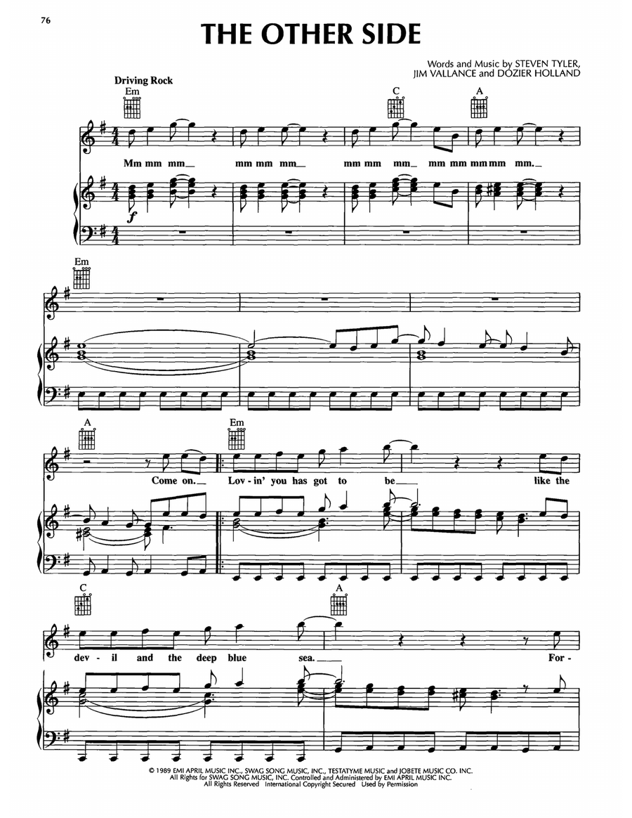 The Other Side Piano, Vocal, Guitar scores gallery preview page 1