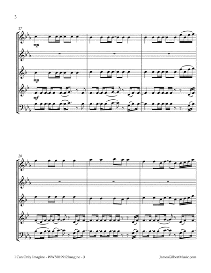 I Can Only Imagine Woodwind Quintet scores gallery preview page 4