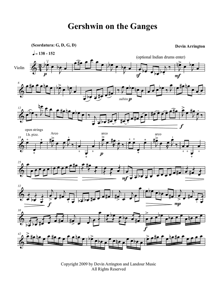 Gershwin on the Ganges Gershwin on the Ganges Violin Solo scores gallery preview page 1