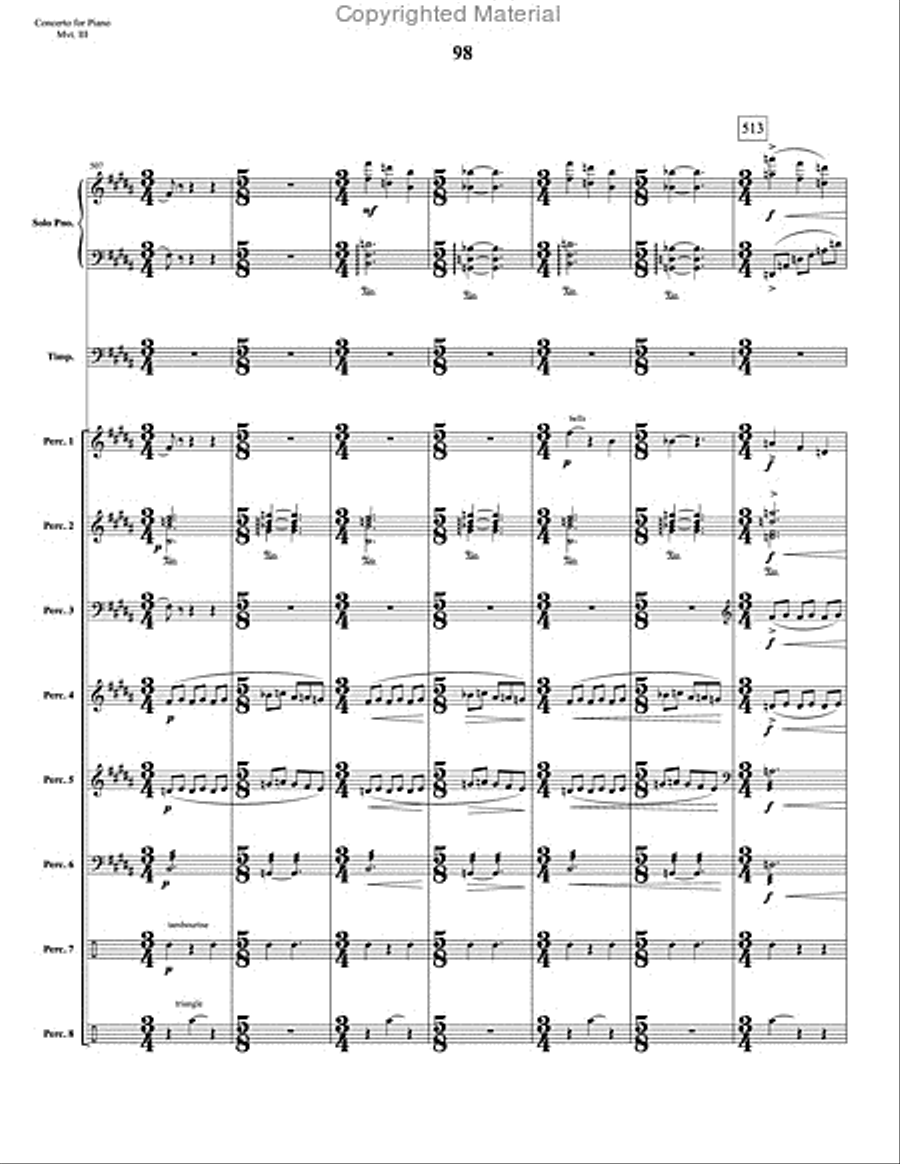 Concerto for Piano and Percussion Orchestra Percussion Ensemble scores gallery preview page 120