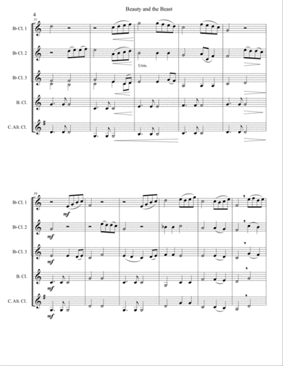 Beauty And The Beast Woodwind Ensemble scores gallery preview page 4