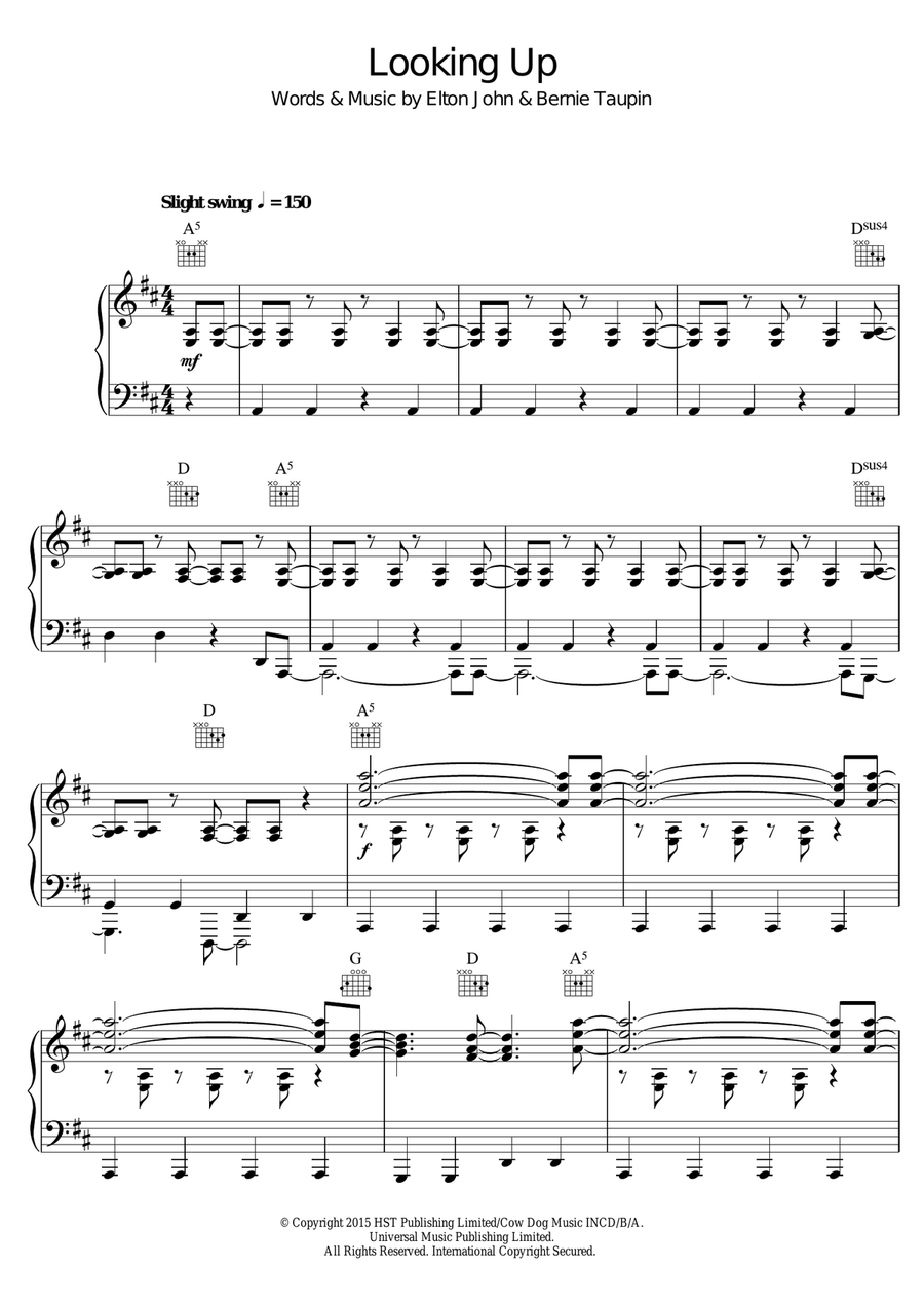 Looking Up Piano, Vocal scores gallery preview page 1