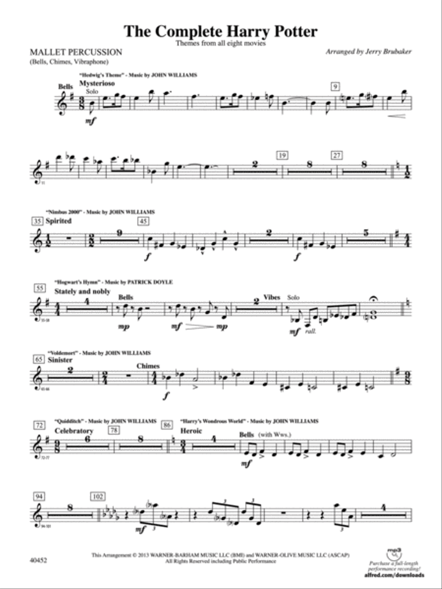 The Complete Harry Potter: Mallets Full Orchestra scores gallery preview page 1