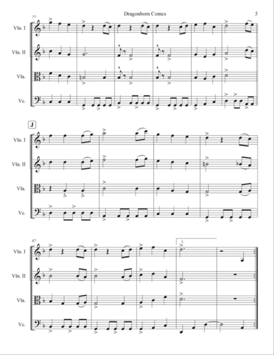 Dragonborn Comes String Quartet scores gallery preview page 5