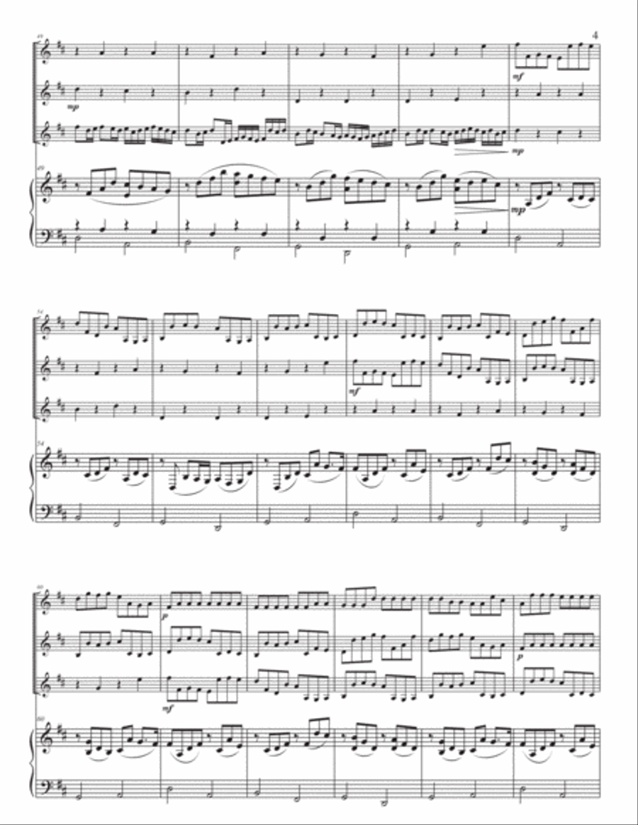 Canon in D, for three violins and piano Violin Solo scores gallery preview page 5