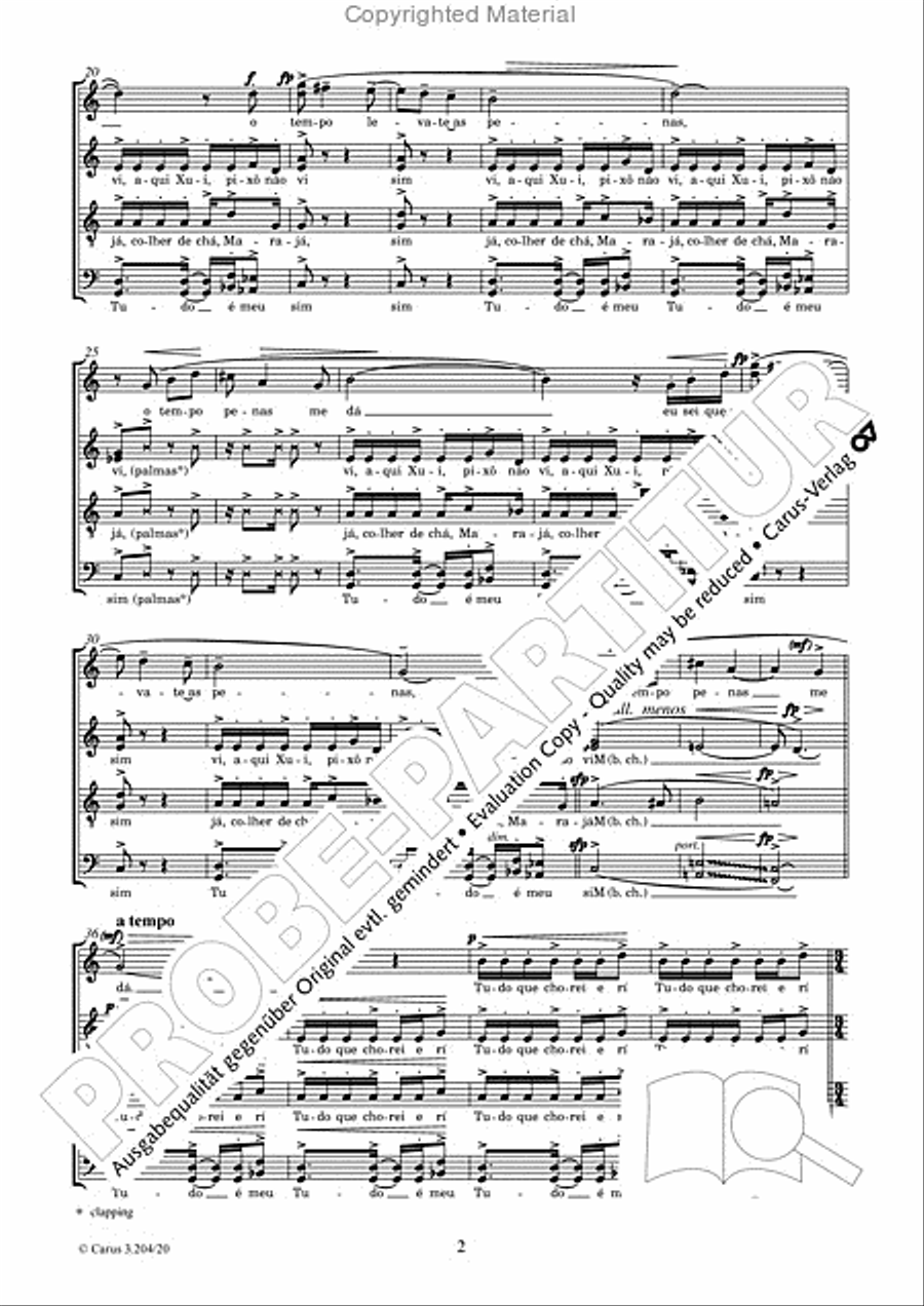 Sabia, coracoa de uma viola 4-Part scores gallery preview page 3