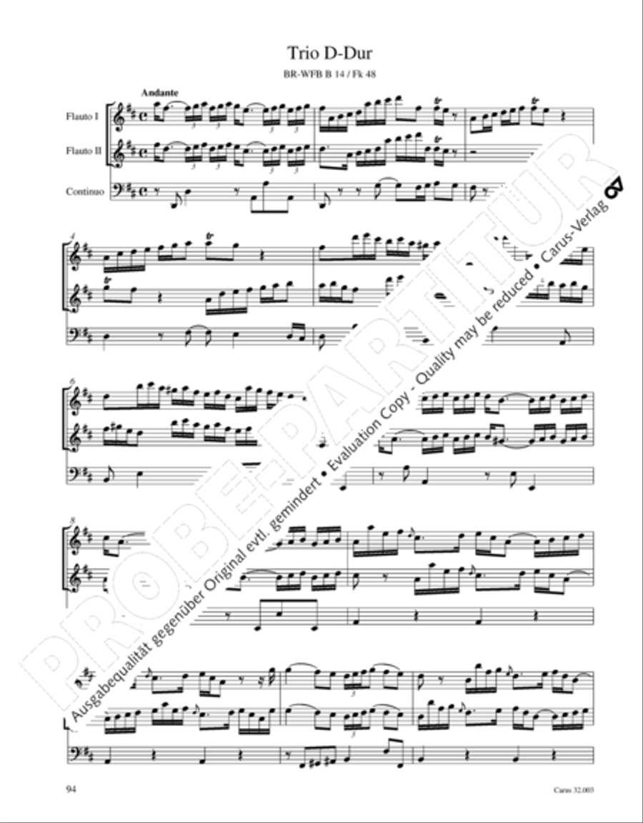 Gesamtausgabe Band 3 (Kammermusik: Duette, Solo- und Triosonaten) Score scores gallery preview page 115